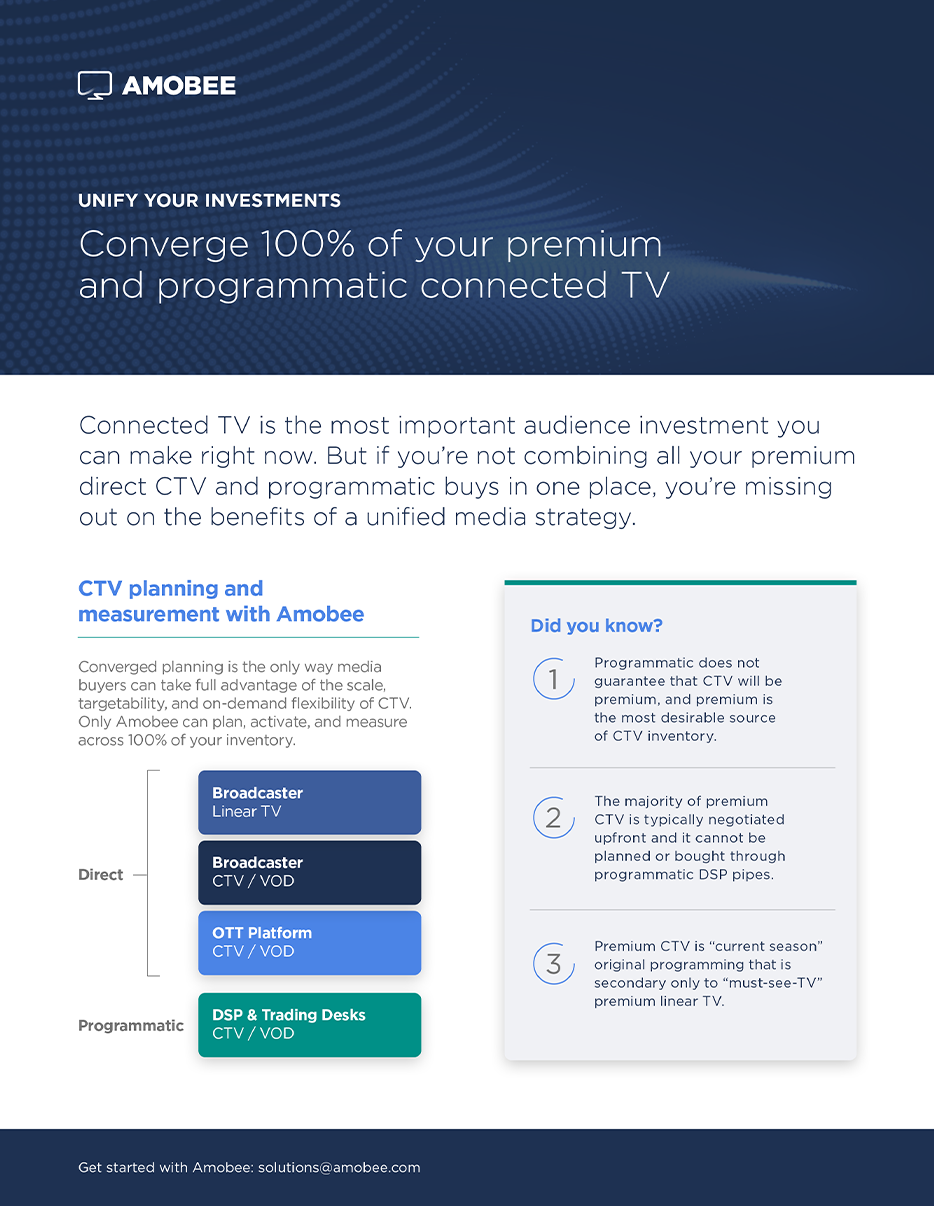 Converge 100% of Your Premium and Programmatic Connected TV Buys With Amobee